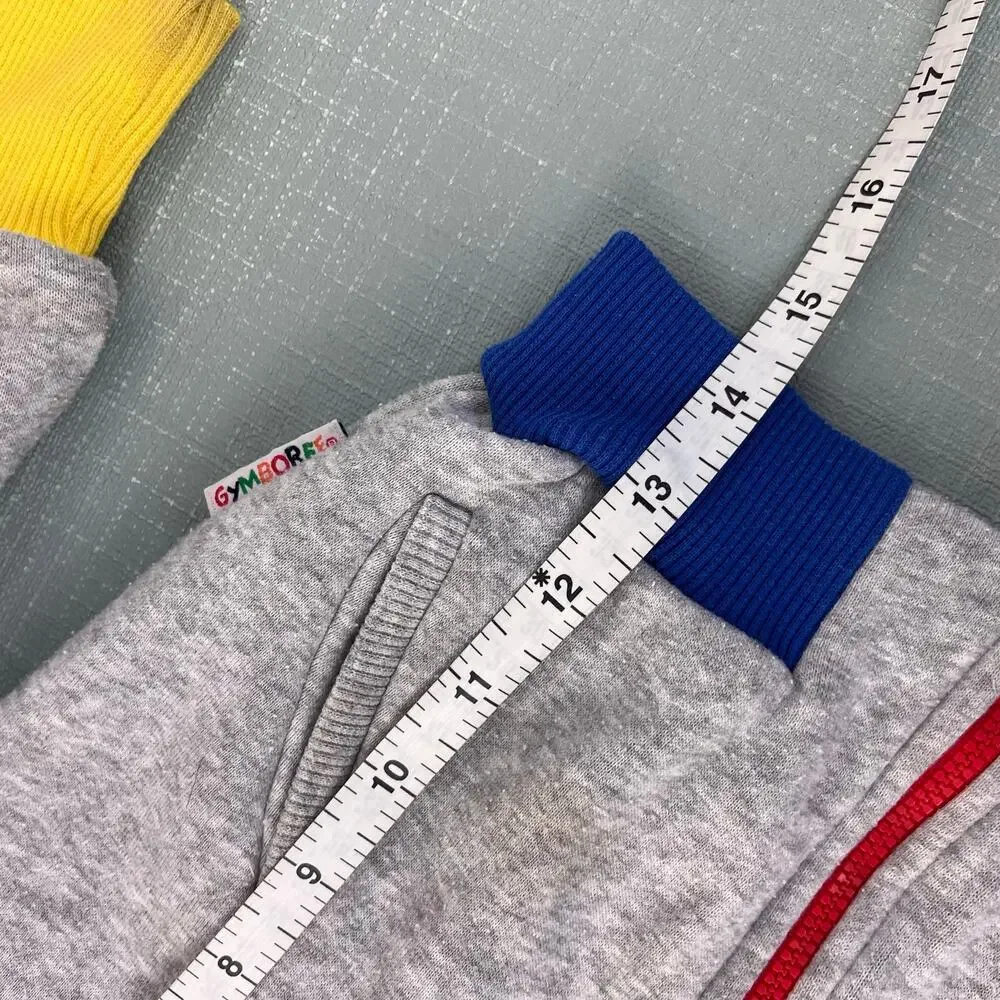 Vintage Gymboree Color Block Gray Hoodie Zip Sweatshirt Medium 3-4